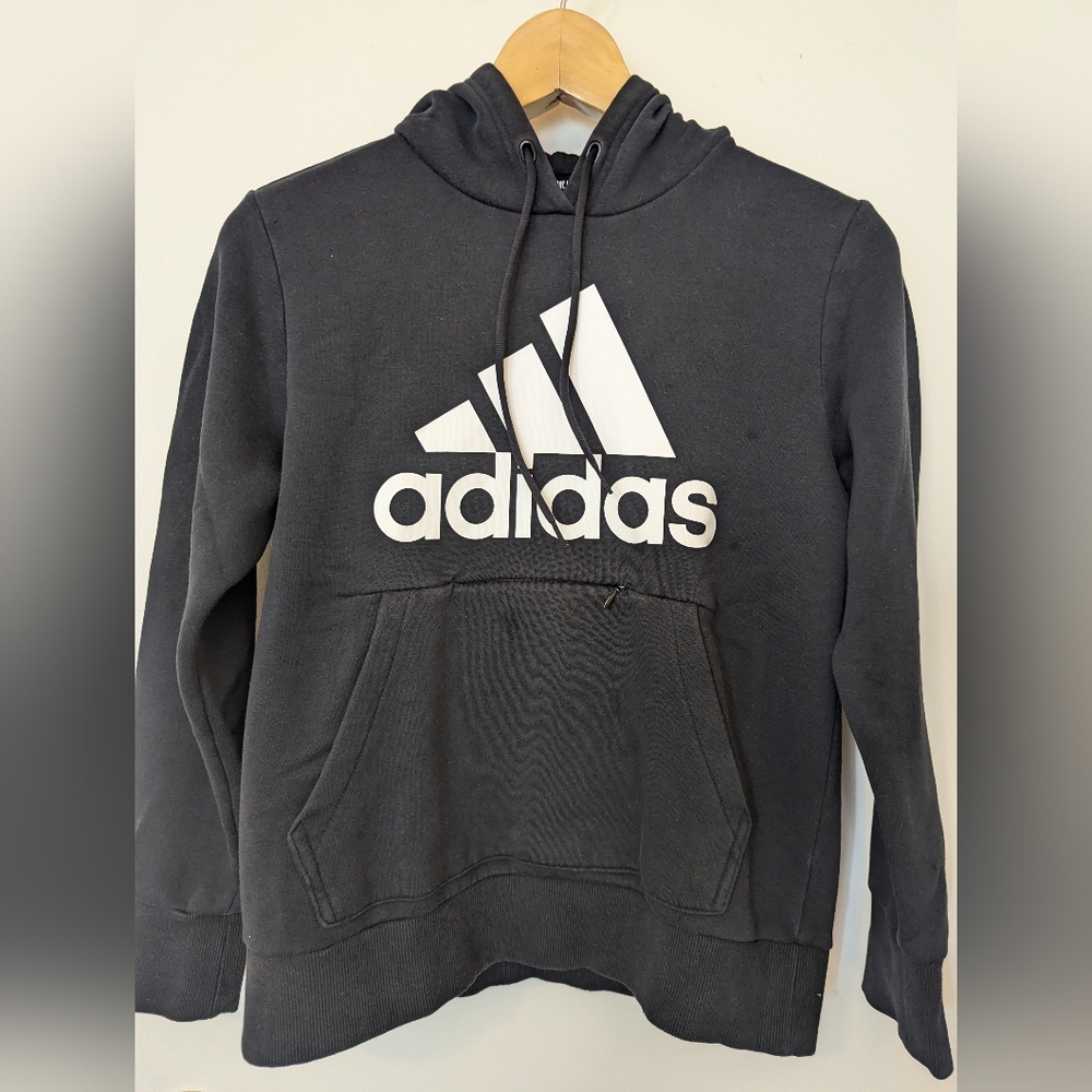 Adidas Black Basic Hoodie With Pockets Sz M